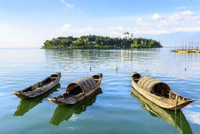 Bootsfahrt auf dem Erhai See in Dali 