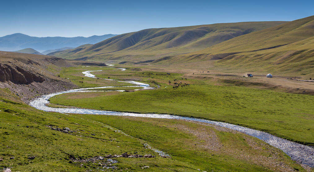 Landschaftlicher Ausblick auf das Orkhon Valley