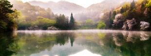 Südkorea Landschaft Wald und See