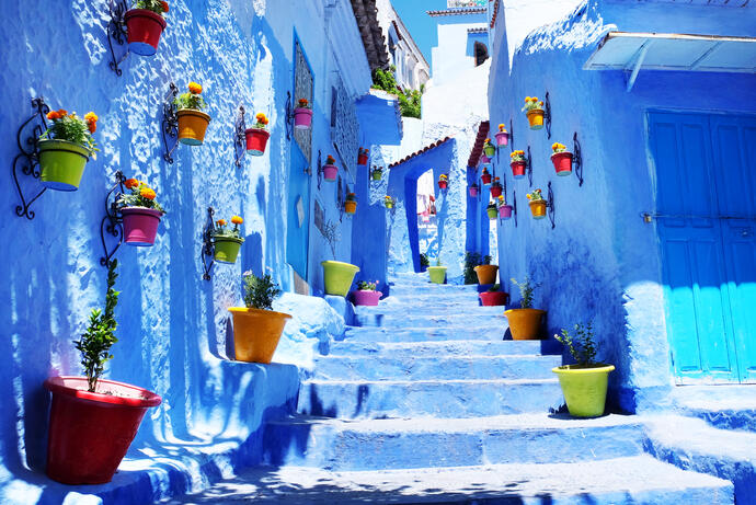 Straße in der "Blauen Stadt" Chefchaouen 