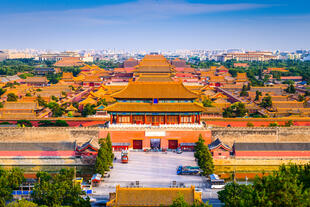 Blick auf die Verbotene Stadt in Peking 