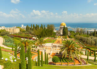 Blick auf die Bahai Gärten