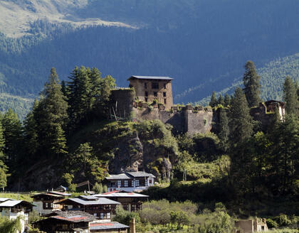 Blick auf Drukyel Dzong