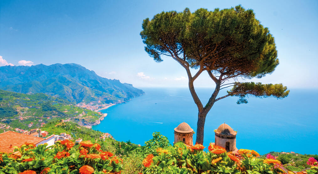 Baum vor Bucht bei Villa Rufolo