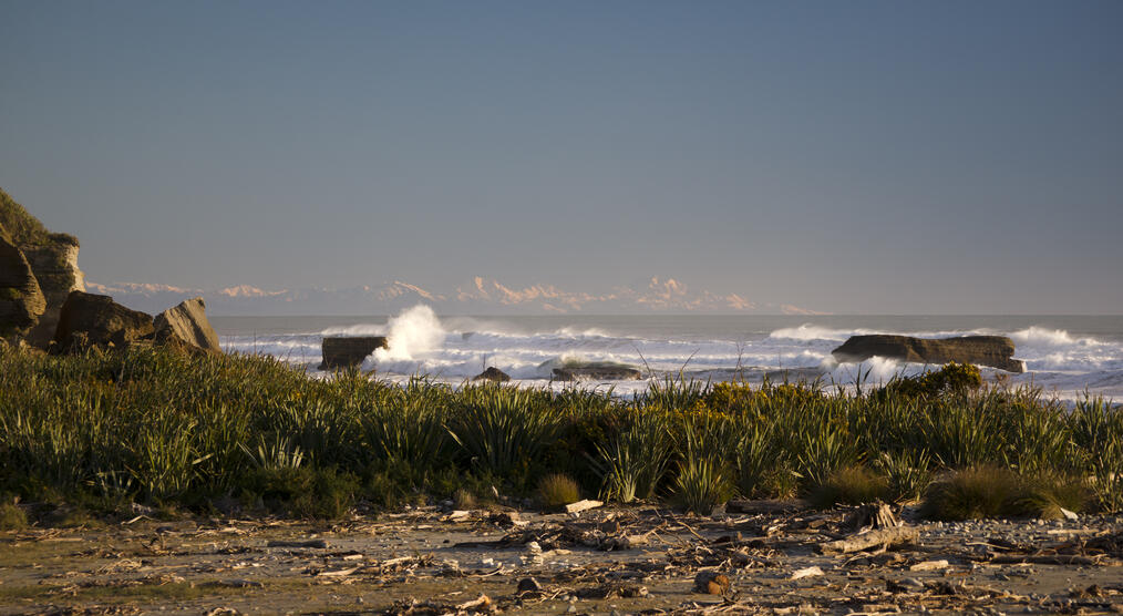 Strandabschnitt des Punakaiki Resort