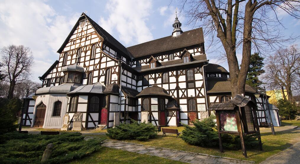 Die Fachwerkkonstruktion Friedenskirche in Schweidnitz