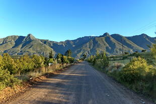 Strasse bei Swellendam mit Langeberg Range