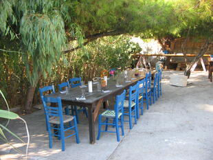 Malatelier im Hotelgarten auf Patmos