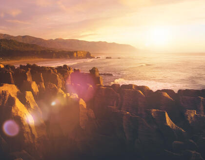 Punakaiki bei Sonnenuntergang 