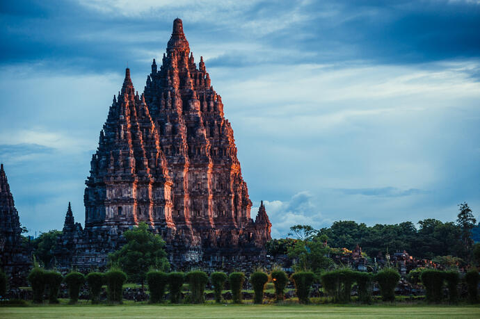 Prambanan zum Sonnenuntergang