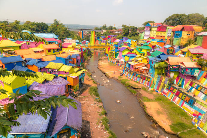 Bunte Häuser in Malang