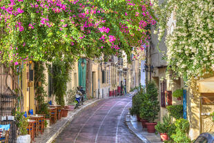 Traditionelle Häuser auf der Plaka in Athen