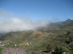 Berglandschaft vom Nebel umschmeichelt