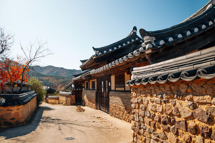 Häuser des Hahoe Village in Andong 