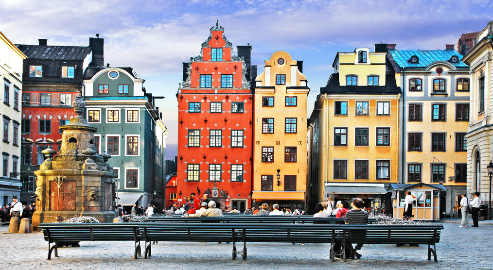 Bunte Häuser in Stockholms Altstadt